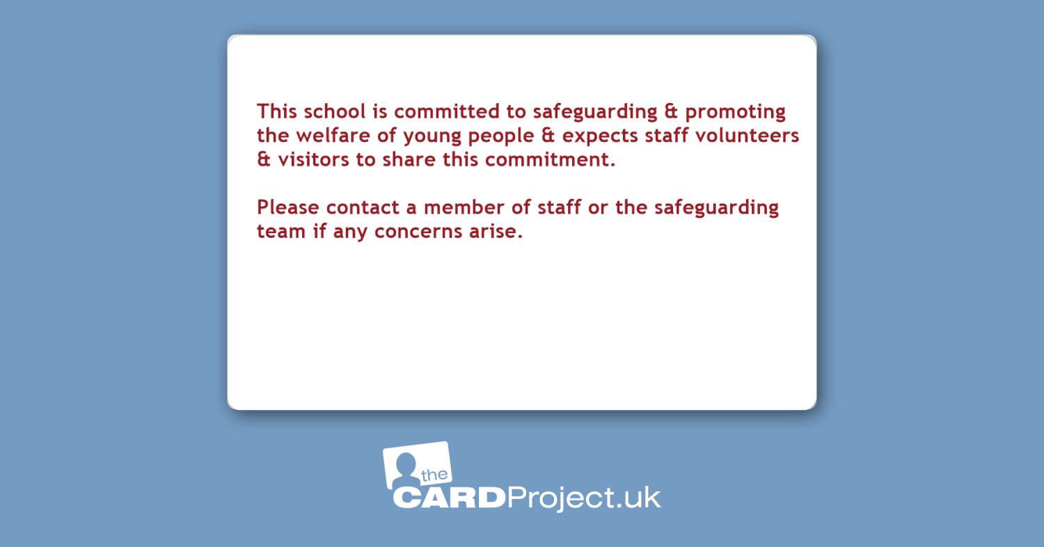 Secondary School Red Header Visitor Card (REAR)